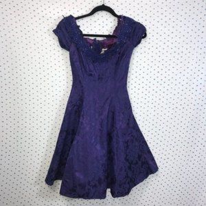 Niki Originals Purple Jacquard Vintage Dress